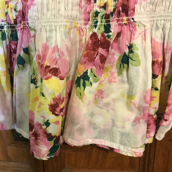 Ralph Lauren Sport Y2K Women's 10 Multicolored Floral Top Shirred Torso Rom-Com - Picture 6 of 7